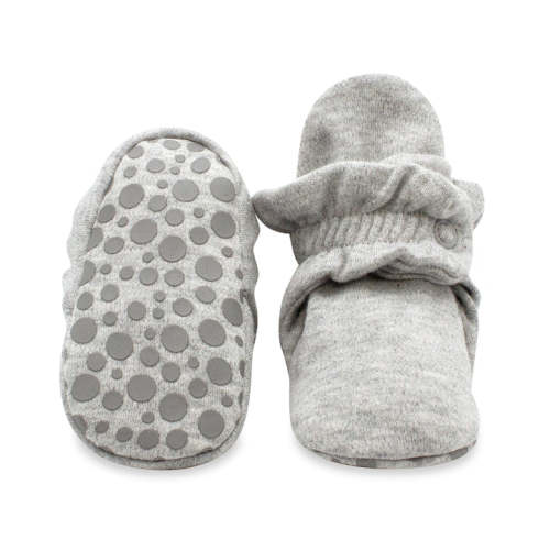Zutano Cotton Gripper Stay-On Baby Bootie Slipper - Heather Gray (3M)