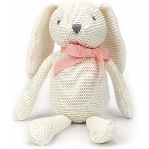 Organic Baby Toys White Bunny Rabbit Stuffed Animal for Newborn 7.1"