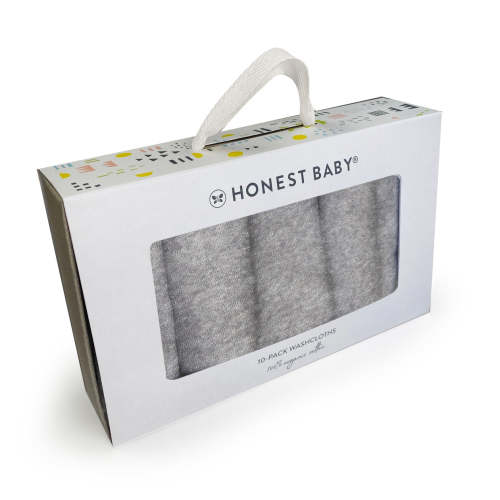 10-Pack Organic Cotton Baby-Terry Wash Cloths, Gray | Honest Baby Clothing