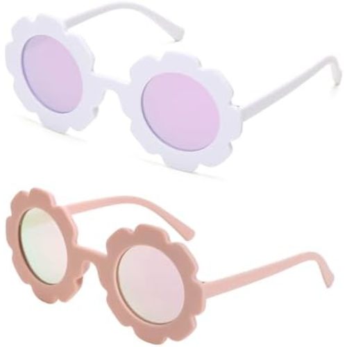Round flower Sunglasses for Kids Girl Boys Matte Coloful Sunflower Shades Outdoors UV400 Protection Eyewear