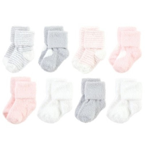 Hudson Baby Infant Girl Cozy Chenille Newborn and Terry Socks, Pink Heart, Size: 0-6 months