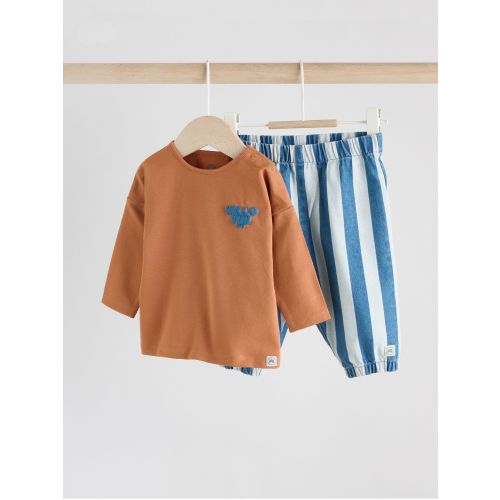 Rust/Blue Stripe Baby Top and Trousers Set (0mths-2yrs)