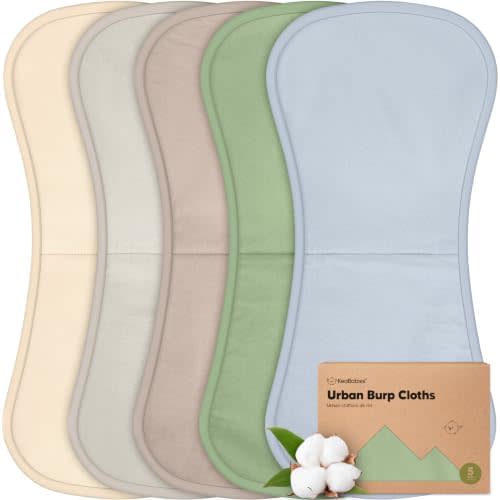 Organic Burp Cloths Baby Boy & Girl, 5-pack Cotton Burp Rags (Slate)