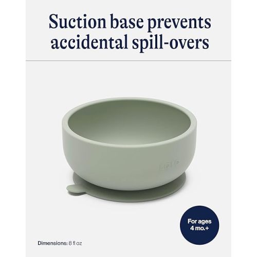 Lalo Suction Bowls - 2 Pack, 100% Silicone Non-Toxic BPA-Free Baby Bowls with Suction Base To Prevent Accidental Tip-Overs - Silicone Bowls For Babies And Toddlers - Sage