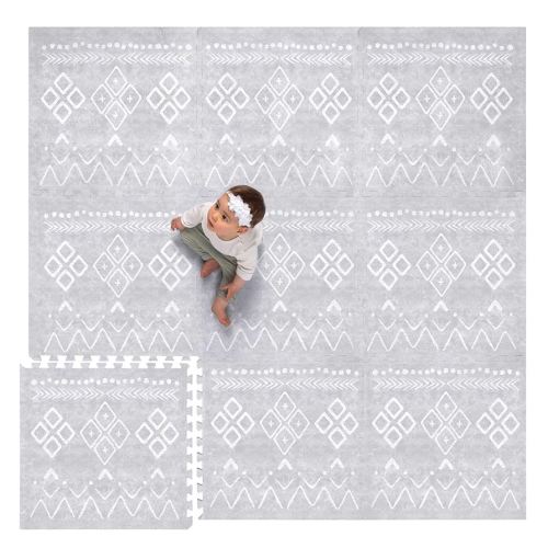 Lillefolk Foam Baby Play Mat – Interlocking Tiles for Kids | Non-Toxic Crawling Mat for Tummy Time, Toddlers & Infants – 6x6ft Gray Scandinavian Design 9 Tiles