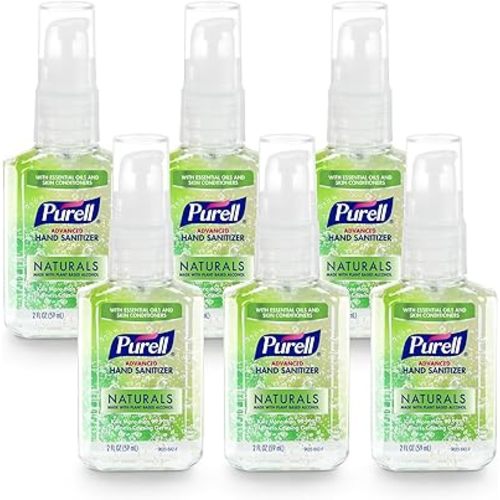 Purell Advanced Hand Sanitizer Naturals with Plant Based Alcohol, Citrus Scent, 2 Fl Oz Travel Size Pump Bottle (Pack of 6)- 9623-04-EC
