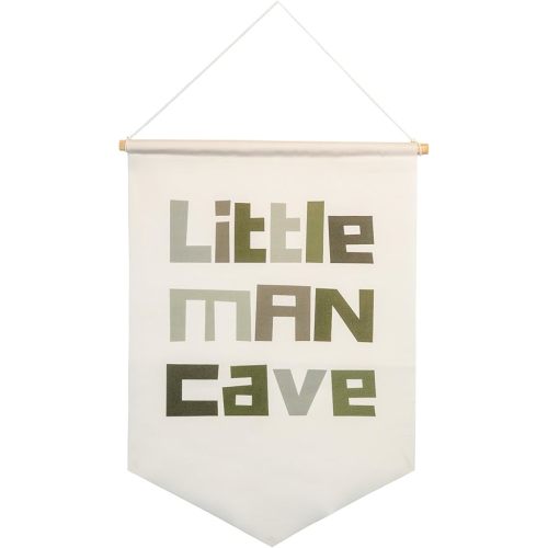 Little Man Cave, Neutral Sage Green Boho Cotton Canvas Flag for Nursery Decor, Playroom Decor, Boys Room Decor, Kids Room decor or Baby Room Decor