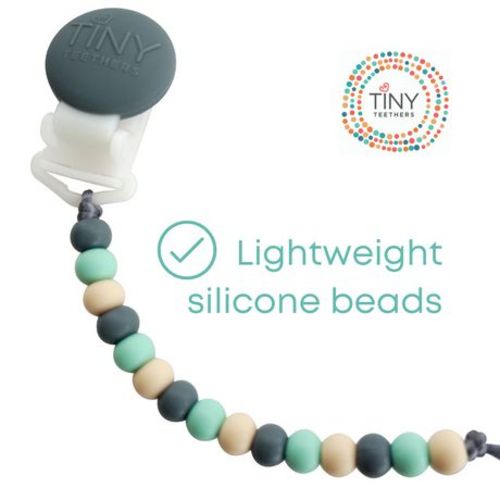 Tiny Teethers Clip-On Silicone Pacifier Clip, 4.5" Silicone Pacifier Clip