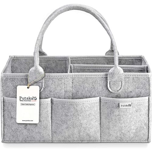Putska Baby Diaper Caddy Organizer - Gift Registry for Baby Shower, Nursery Organizer, Neutral Baby Gift Basket, Changing Table Organizer (Diaper Caddy)