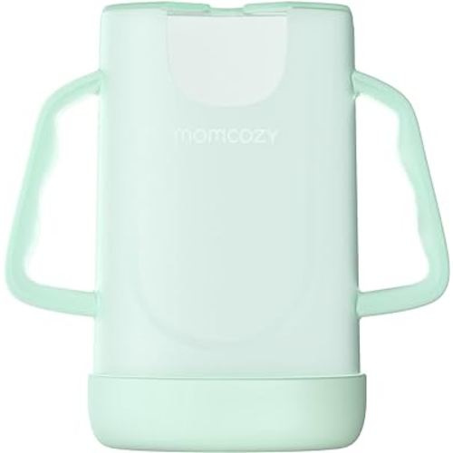 Momcozy Squeeze Pouch Holder for Food Pouches and Drink Boxes, Baby Pouch Holder Allows Baby to Self-Feed and Avoid Messes, Baby Food Pouch Holder Handle is Easy to Grip, Comfortable, Green