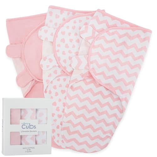 Comfy Cubs Swaddle Blanket Baby Girl Boy Easy Adjustable 3 Pack Infant Sleep Sack Wrap Newborn Babies (Large 3-6 Months, Pink)