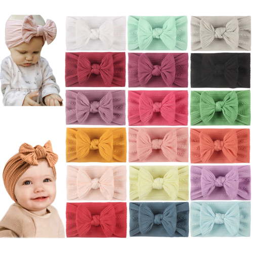 yocbz Girls Headbands Toddler Baby Boys Girls Nylon Stretch Solid Bow Hairband Headwear Headband s Hair Accessories 18 Pack A,B,C,D,E,F,Size for One Size