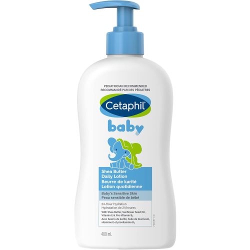 Cetaphil Baby Shea Butter Daily Lotion, Baby Lotion with Sunflower Oil, Vitamin B5 & E, 24Hr Hydration, Paraben Free, Mineral Oil Free, Colourant Free, Dermatologist Tested, 400ml