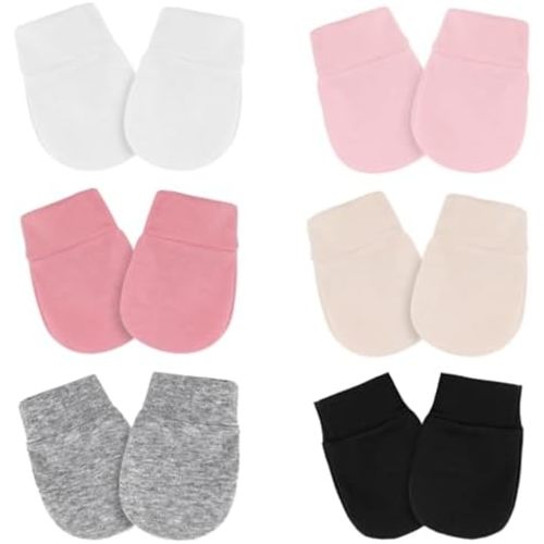Newborn Baby Mittens No Scratch Cotton Elastic Wrist Gloves Infant Toddler Mittens for Baby Boy Girl 0-6 Months