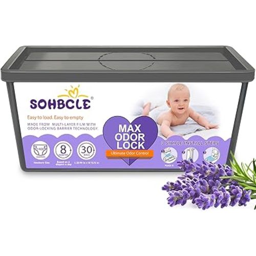 Refills Compatible with Genie Easy Roll Signature Diaper Pail and Platinum Diaper Pails, 30 Bags Hold up to 1400 Newborn Diapers, Extra Thickness Powerful Odor Eliminate Lavender Scent Easy to Use
