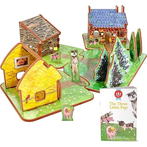 STORYTIME TOYS The Three Little Pigs 3D Puzzle - Book and Toy Set - 3 in 1 - Book, Build, and Play