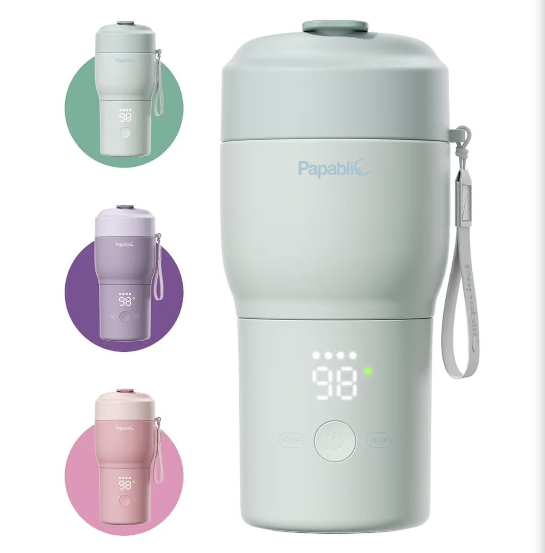 Papablic Pro Portable Bottle Warmer for Travel – 3X Faster Heating, 5 Temp Settings, Baby Milk & Formula Warmer On the Go, Long Battery Life, Mint Green