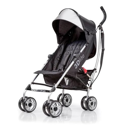 Bright Starts 3Dlite Convenience Stroller, Black - Lightweight Stroller, Large Seat Area, Mesh Siding, 4 Position Recline, Extra Large Storage Basket, Infant Stroller for Travel