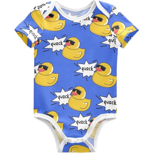 Rubber Duck Quack Baby Short Sleeve Bodysuits Romper Unisex Infant Outfit Clothes for Boy Girl kids 3M