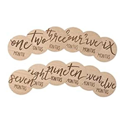 Amazon.com : Kate & Milo Baby Monthly Milestone Marker Discs, Reversible Photo Props, Baby Growth and Pregnancy Growth Cards, Wooden : Baby