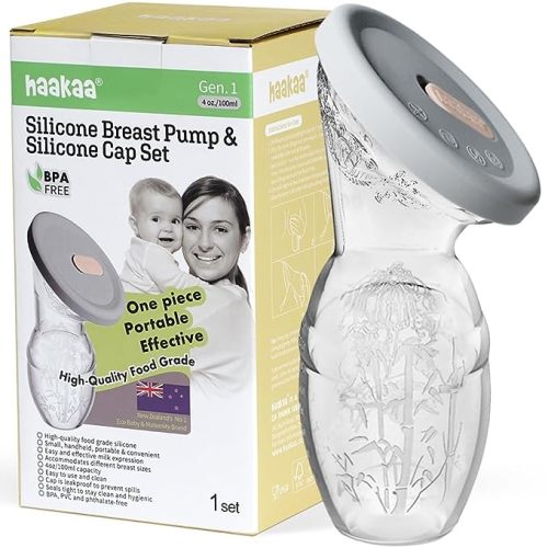 haakaa Manual Breast Pump Breast Milk Collector Without Base 4oz/100ml+Lid - 3 Fl Oz (Pack of 1)