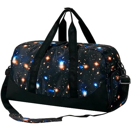 Choco Mocha Kids Galaxy Duffle Bag - Boys Travel & Overnight Bag - Toddler Weekender - Black