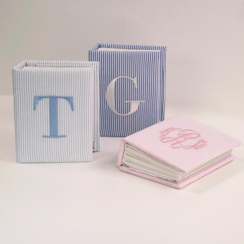 Personalized Seersucker Photo Album for 4x6 Photo Prints: Embroidered Baby Keepsake