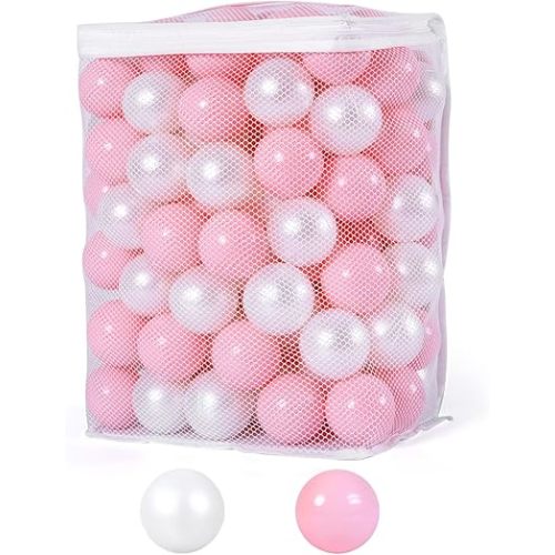 Ball Pit Balls Crawl Balls Crush Proof Plastic Ball for Infant Ball Pit Children's Toy Balls Pearl Ocean Balls, 2.2inches,100Pcs (Pink/Pearl White)