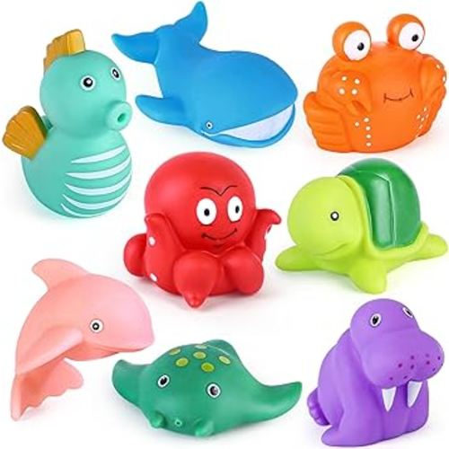 Mold Free Bath Toys for Infants Toddlers, 8PCS No Holes Ocean Sea Animal Bathtub Toys
