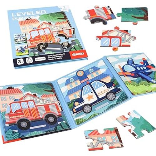 ASTARON Magnetic Puzzles for Toddlers, 12-16-20 Pieces Vehicle Learning Magnet Puzzles for Road Trip, Educational Travel Toys Car Plane Activities for Kids, Kids Birthday Gifts