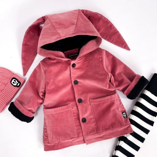 NOT SO BASIC CORD DUSKY ROSE BUNNY EAR COAT
