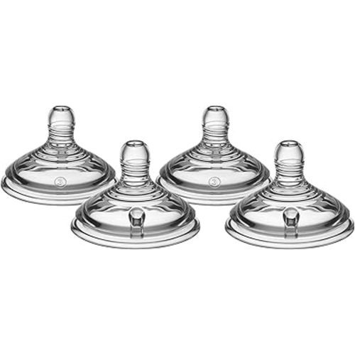 Tommee Tippee Natural Start Baby Bottle Nipples, Breast-Like for A Natural Latch, Anti-Colic Valve, Soft Silicone, Fast Flow, 6+ Months, Pack of 4