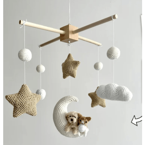 MY DOLLFY Pet Moon Brown | Custom Crochet Pet Nursery Baby Mobile – My Dollfy