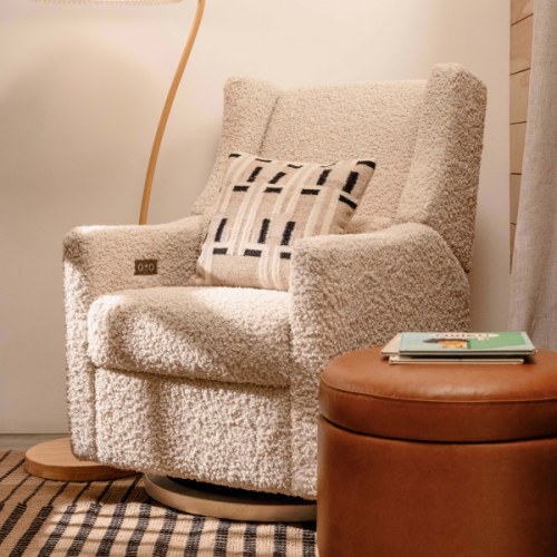 Babyletto Kiwi Electronic Recliner and Swivel Glider in Teddy Loop with USB port