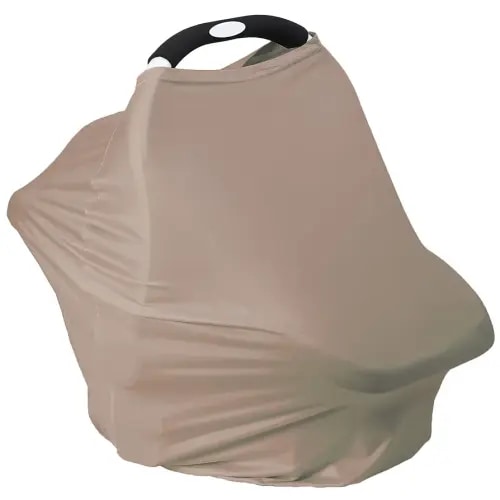 Breathable Car Seat Cover for Babies – Multi-Purpose Soft Rayon Nursing Cover for Breastfeeding, High Stretchy Infant Carseat Canopy, Stroller Cover (Smooth Rayon, Mocha Natural)
