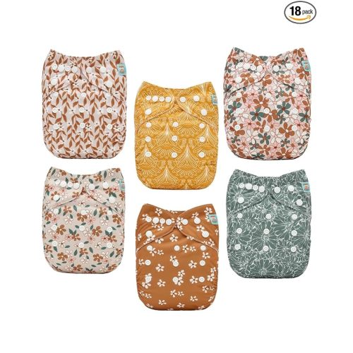 ALVABABY Baby Cloth Diapers 6 Pack with 12 Inserts Cloth Diaper Covers Adjustable Washable Reusable for Baby Girls and Boys 6DM130A
