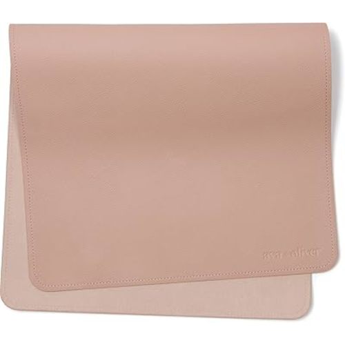 Vegan Leather Baby Changing Mat (16 X 30 in) - Multipurpose Wipeable and Portable Diaper Changing Mat - Foldable Travel Changing Mat (Pink Sand)