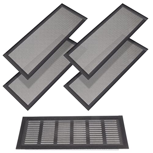 Floor Vent Covers Rectangle Air Vent Screen Cover Magnetic PVC Vent Mesh Floor Register Cover Plastic Vent Screen for Wall Ceiling Floor Catch Debris Hair Insect, Black (4 Pieces,5.5 x 12 Inch)