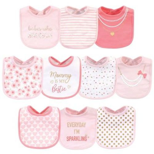 Little Treasure Baby Girl Cotton Bibs 10pk, Brunch, One Size