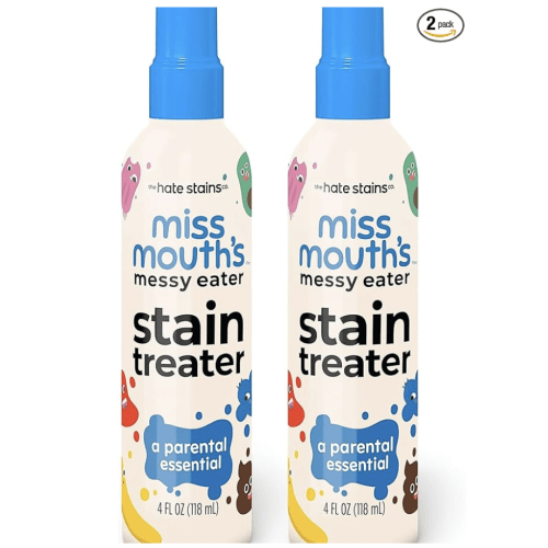 Miss Mouth's Messy Eater Stain Treater Spray - 4oz 2 Pack Stain Remover - Newborn & Baby Essentials - No Dry Cleaning Food, Grease, Coffee Off Laundry, Underwear, Fabric