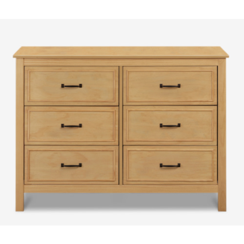 DaVinci Charlie 6-Drawer Baby Dresser - Wooden Double Chest of Drawers for Kids, Boys and Girls - Multi-Purpose Storage Dresser for Bedroom, Nursery, Living Room & Hallway, Easy to Assemble - Honey
