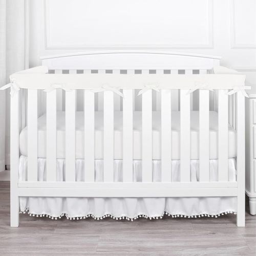3PC Crib Rail Covers for Teething, Soft Collision Strip, Rail Edge Protector, Corner Cover Fits Full-Size Crib, 3PC White