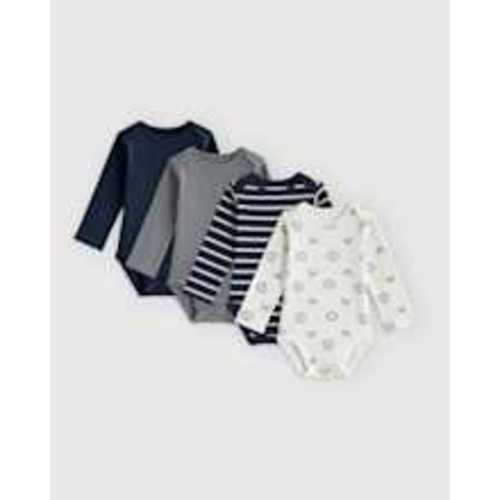 100% Organic Cotton Long Sleeve Bodysuit 4-Pack - Baby Boy