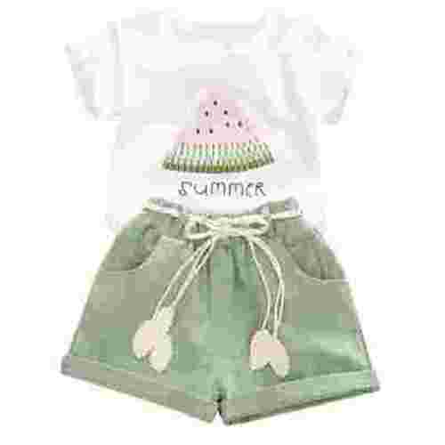 YOUNGER TREE Baby Girl Summer Short Set Female Cute T-Shirt Shorts 2pcs Clothes Outfits