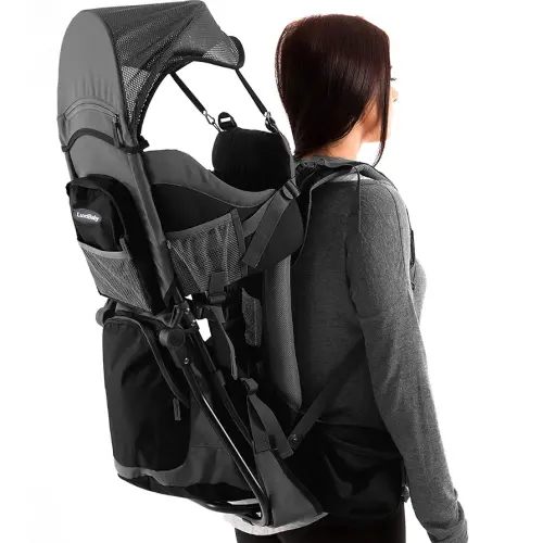 Hiking Baby Carrier Backpack - Comfortable Toddler/Baby Backpack Carrier System with Diaper Change Pad, Insulated Pocket + Rain and Sun Hood to Protect Your Child