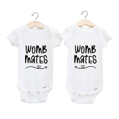 Funny Twin Baby Bodysuit Set – Womb Mates – Newborn Twin Outfits, Twin Pregnancy Announcement Gift, Cute Matching Bodysuits, 0-3 Months