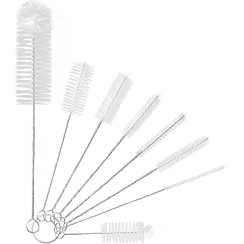8 Pcs Bottle Cleaner Brush and Straw Cleaner Brush, Long Deep Nylon Bottle Brush with Durable Stainless Steel Flexible Handles for Bottles, Straws, Pipes, Wine Decanter, Sinks and Cup Cover