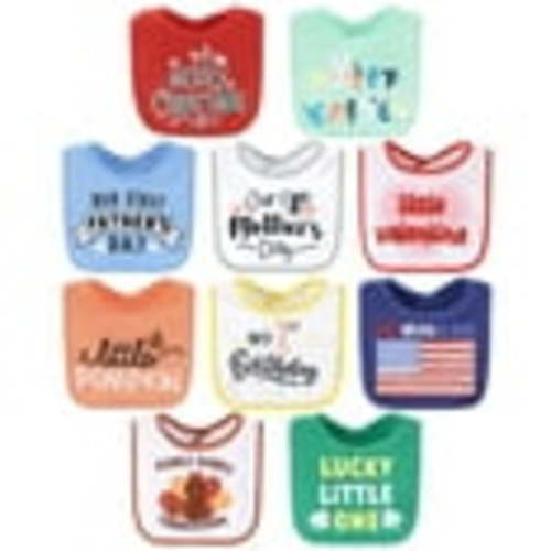 The Peanutshell New Holiday Terry Baby Bib 10 Pack Set for Boys and Girls