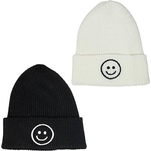 Funky Junque Baby Beanie Smiley Face Winter Hat Infant Caps Toddler Beanie Warm Soft Winter Hat for Kids 0-12 Months