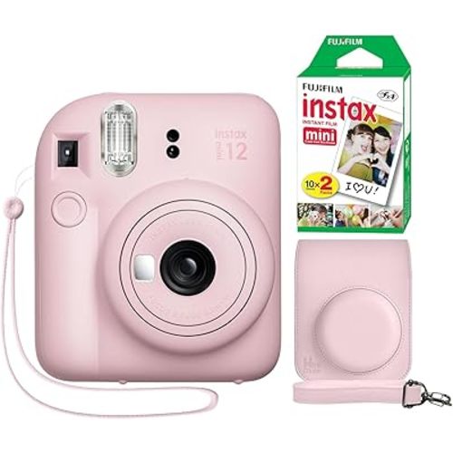 Fujifilm Instax Mini 12 Instant Camera Blossom Pink + Minimate Custom Case + Fuji Instax Film 20 Sheets Twin Pack